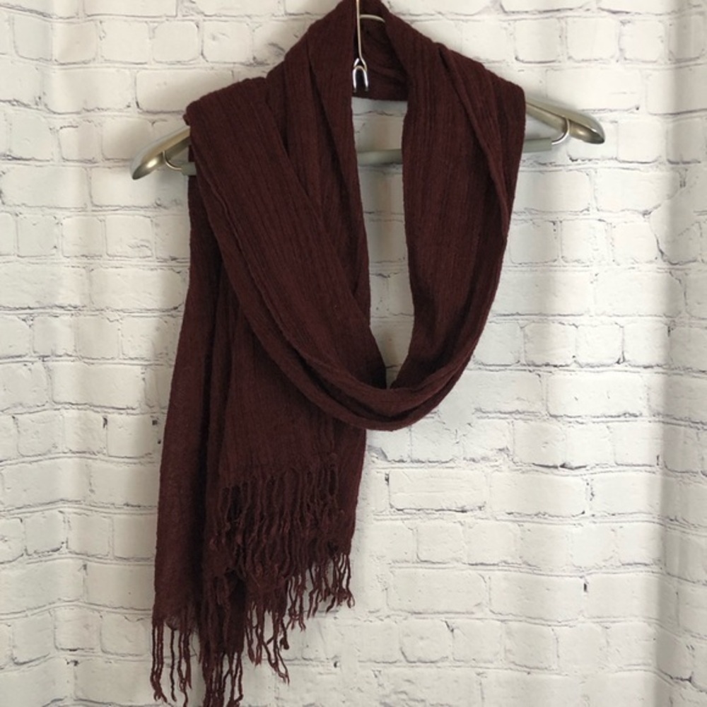 Burgundy Fringed Scarf